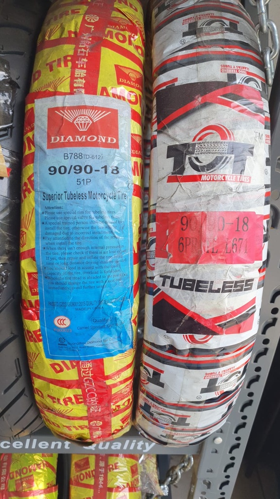 LLANTA - 90/90-18 B788 4PR D612 TL - DIAMOND (Equivalente 2.75-3.00-3.25)